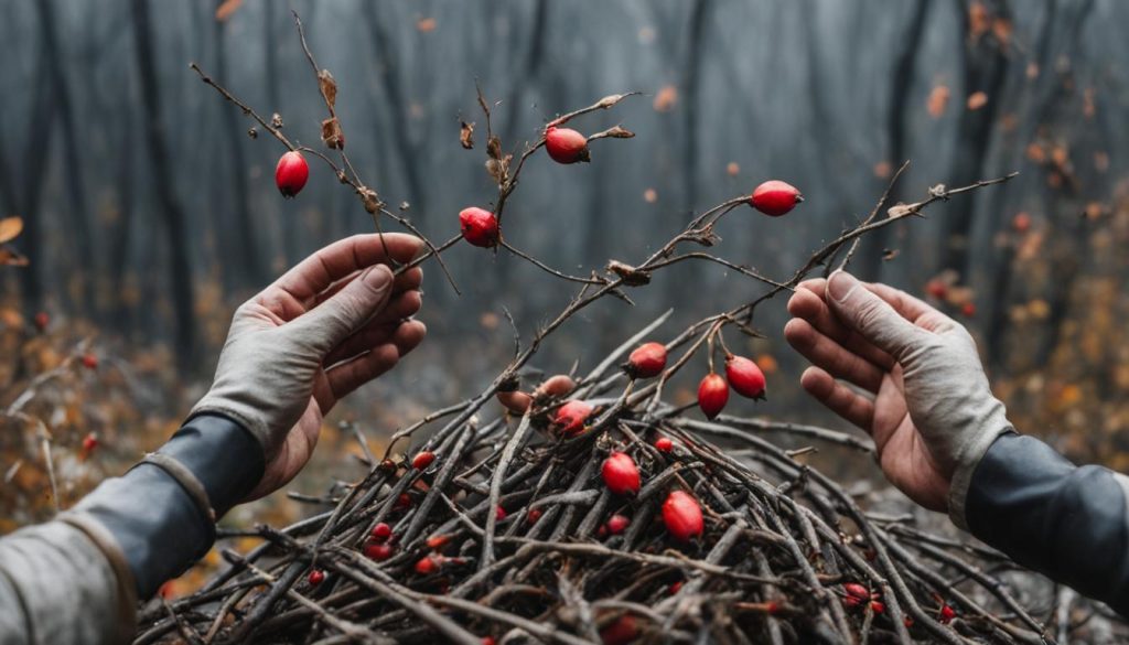 Starting fire with rose hips